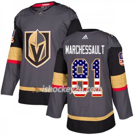 Mænd NHL Vegas Golden Knights Trøje Jonathan Marchessault 81 Adidas 2017-2018 Grå USA Flag Fashion Authentic